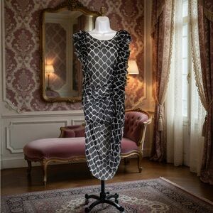 THOMAS WYLDE ⛓️‍💥 Ruffle Silk Chain Link Fence Print High Low Top tunic dress M